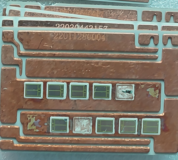 IGBT unit array with residue - uncleaned production appearance and component state