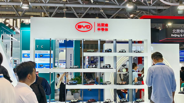 BYD's vehicle model at CIOE 2025 - its SiC-based systems rely on upstream cleaning solutions like Yuanan's