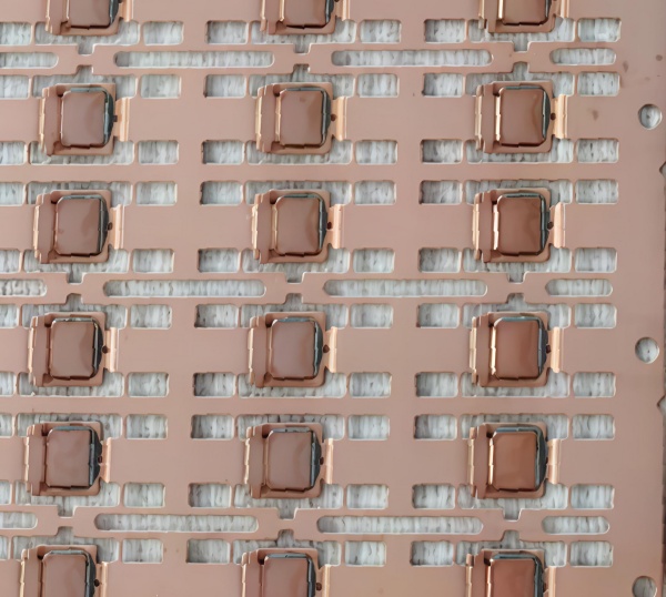 Post-cleaning PCBA substrate - clean copper traces and unit layout